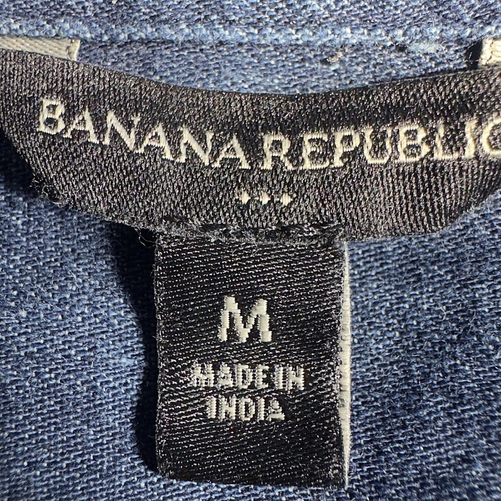 BANANA REPUBLIC Denim Mini Pockets Belt Shirtdress Blue Utility Sz M - Picture 5 of 10
